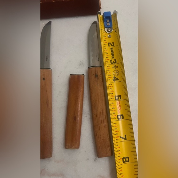 Vintage Kanenari Seki Knives with Bamboo Sheath Mid Century Japanese Unique Rare - Picture 8 of 13